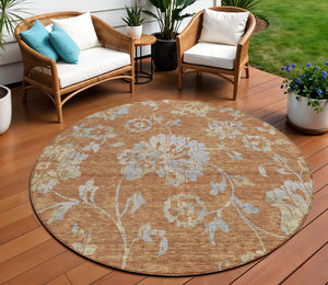 Homeroots 3' Artichoke Green Floral Washable Area Rug – Stylish, Durable, Perfect For Indoor & Outdoor Spaces 8' Round Polyester 589496