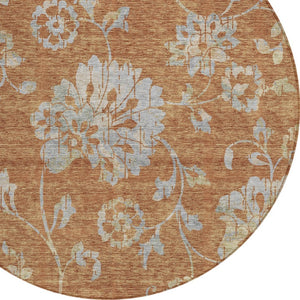 Homeroots 3' Artichoke Green Floral Washable Area Rug – Stylish, Durable, Perfect For Indoor & Outdoor Spaces 8' Round Polyester 589496