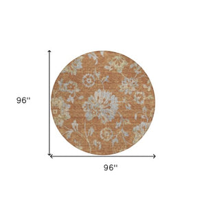 Homeroots 3' Artichoke Green Floral Washable Area Rug – Stylish, Durable, Perfect For Indoor & Outdoor Spaces 8' Round Polyester 589496