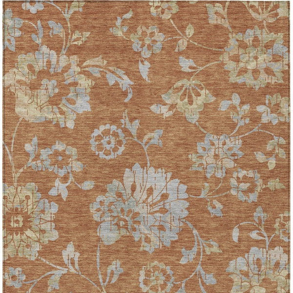 Homeroots 3' Artichoke Green Floral Washable Area Rug – Stylish, Durable, Perfect For Indoor & Outdoor Spaces 8' X 10' Polyester 589497