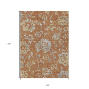 Homeroots 3' Artichoke Green Floral Washable Area Rug – Stylish, Durable, Perfect For Indoor & Outdoor Spaces 9' X 12' Polyester 589498