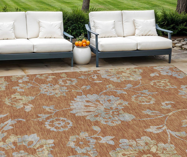 Homeroots 3' Artichoke Green Floral Washable Area Rug – Stylish, Durable, Perfect For Indoor & Outdoor Spaces 9' X 12' Polyester 589498