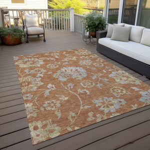 Homeroots 3' Artichoke Green Floral Washable Area Rug – Stylish, Durable, Perfect For Indoor & Outdoor Spaces 9' X 12' Polyester 589498