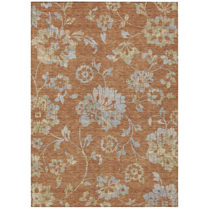 HomeRoots 9' Durable Floral Area Rug in Warm Orange, Copper & Gray - Perfect for Indoor/Outdoor Spaces! 9' X 12' 589498