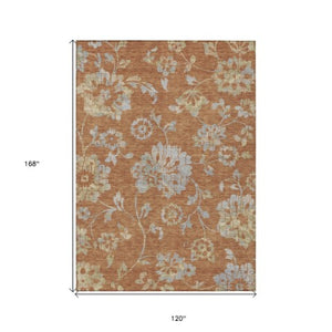 Homeroots 3' Artichoke Green Floral Washable Area Rug – Stylish, Durable, Perfect For Indoor & Outdoor Spaces 10' X 14' Polyester 589499