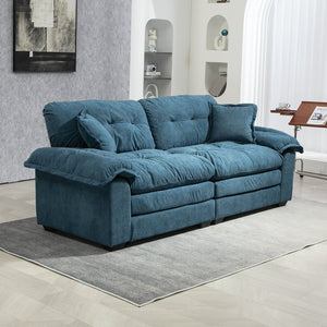 English Elm 84" Chenille Sofa Loveseat with Memory Foam & Pocket Springs, Plush Dual-Layer Comfort, Sturdy Frame Blue W676S00010