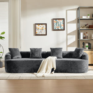 English Elm Curved Chenille Loveseat with Memory Foam Cushions for Compact Living Spaces Grey W2915S00082