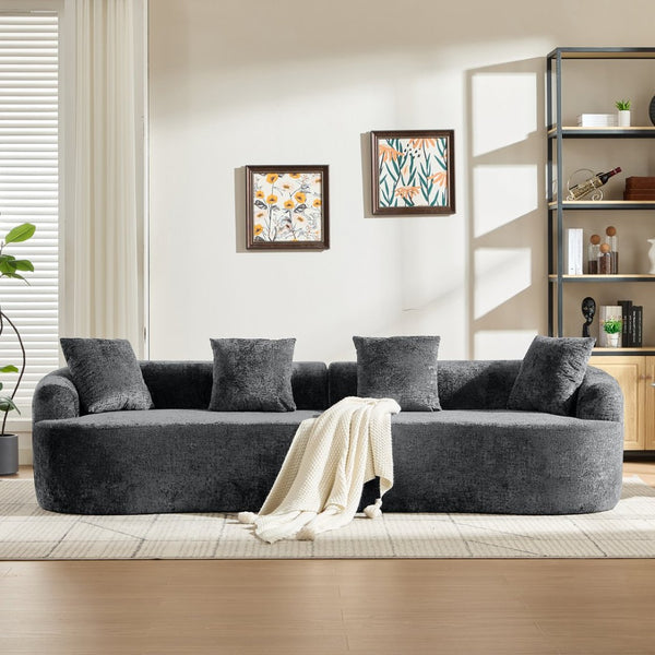 English Elm Curved Chenille Loveseat with Memory Foam Cushions for Compact Living Spaces Grey W2915S00082