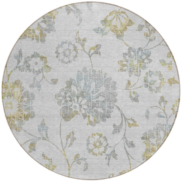 Homeroots 3' Artichoke Green Floral Washable Area Rug – Stylish, Durable, Perfect For Indoor & Outdoor Spaces 8' Round Polyester 589502