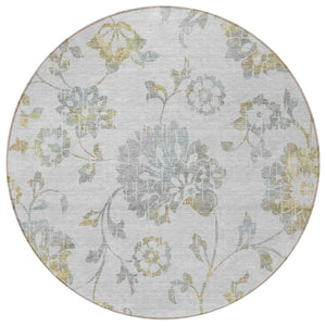 Homeroots 3' Artichoke Green Floral Washable Area Rug – Stylish, Durable, Perfect For Indoor & Outdoor Spaces 8' Round Polyester 589502
