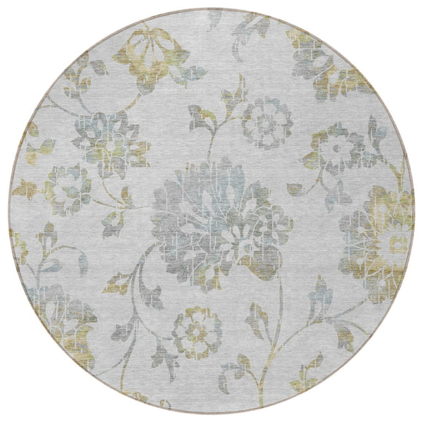 Homeroots 3' Artichoke Green Floral Washable Area Rug – Stylish, Durable, Perfect For Indoor & Outdoor Spaces 8' Round Polyester 589502