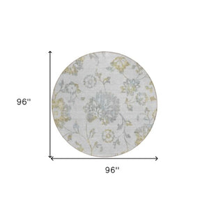 Homeroots 3' Artichoke Green Floral Washable Area Rug – Stylish, Durable, Perfect For Indoor & Outdoor Spaces 8' Round Polyester 589502