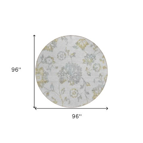 Homeroots 3' Artichoke Green Floral Washable Area Rug – Stylish, Durable, Perfect For Indoor & Outdoor Spaces 8' Round Polyester 589502