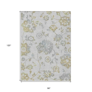 Homeroots 3' Artichoke Green Floral Washable Area Rug – Stylish, Durable, Perfect For Indoor & Outdoor Spaces 8' X 10' Polyester 589503