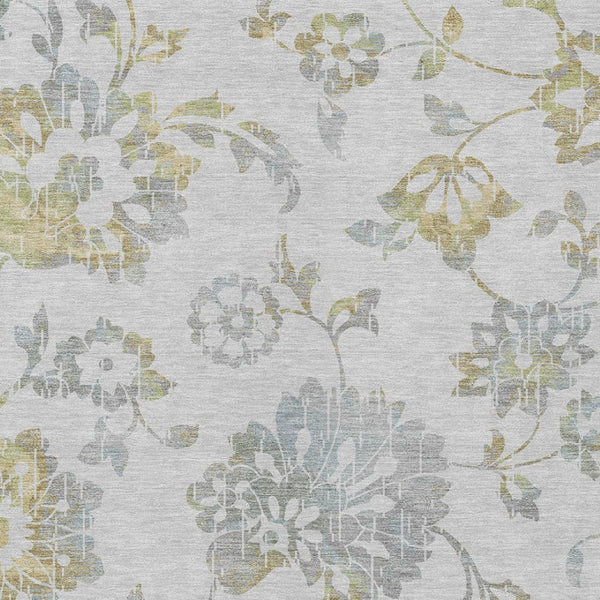 Homeroots 3' Artichoke Green Floral Washable Area Rug – Stylish, Durable, Perfect For Indoor & Outdoor Spaces 9' X 12' Polyester 589504