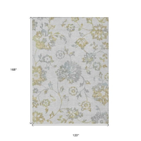 Homeroots 3' Artichoke Green Floral Washable Area Rug – Stylish, Durable, Perfect For Indoor & Outdoor Spaces 10' X 14' Polyester 589505