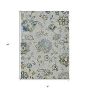 Homeroots 3' Artichoke Green Floral Washable Area Rug – Stylish, Durable, Perfect For Indoor & Outdoor Spaces 3' X 5' Polyester 589506