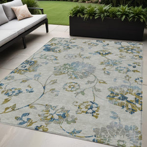 Homeroots 3' Artichoke Green Floral Washable Area Rug – Stylish, Durable, Perfect For Indoor & Outdoor Spaces 5' X 8' Polyester 589507