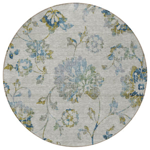 Homeroots 3' Artichoke Green Floral Washable Area Rug – Stylish, Durable, Perfect For Indoor & Outdoor Spaces 8' Round Polyester 589508