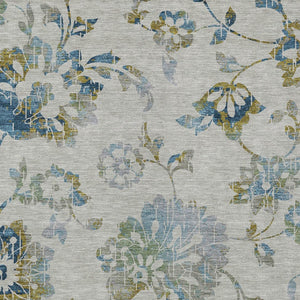 Homeroots 3' Artichoke Green Floral Washable Area Rug – Stylish, Durable, Perfect For Indoor & Outdoor Spaces 10' X 14' Polyester 589511