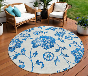 Homeroots 3' Artichoke Green Floral Washable Area Rug – Stylish, Durable, Perfect For Indoor & Outdoor Spaces 8' Round Polyester 589514