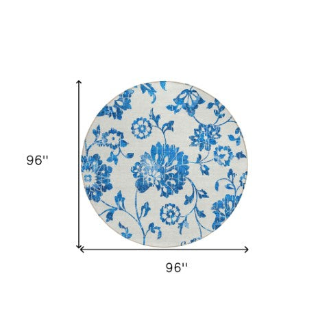 Homeroots 3' Artichoke Green Floral Washable Area Rug – Stylish, Durable, Perfect For Indoor & Outdoor Spaces 8' Round Polyester 589514