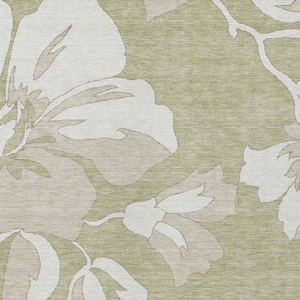 Homeroots 3' Artichoke Green Floral Washable Area Rug - Durable, Stylish Design For Indoor & Outdoor Use 8' X 10' Polyester 589521