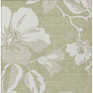 Homeroots 3' Artichoke Green Floral Washable Area Rug - Durable, Stylish Design For Indoor & Outdoor Use 10' X 14' Polyester 589523