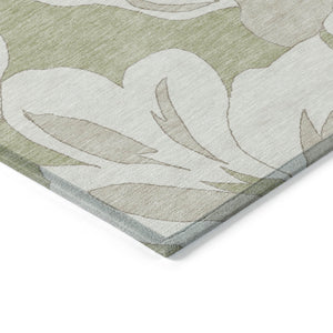 Homeroots 3' Artichoke Green Floral Washable Area Rug - Durable, Stylish Design For Indoor & Outdoor Use 10' X 14' Polyester 589523