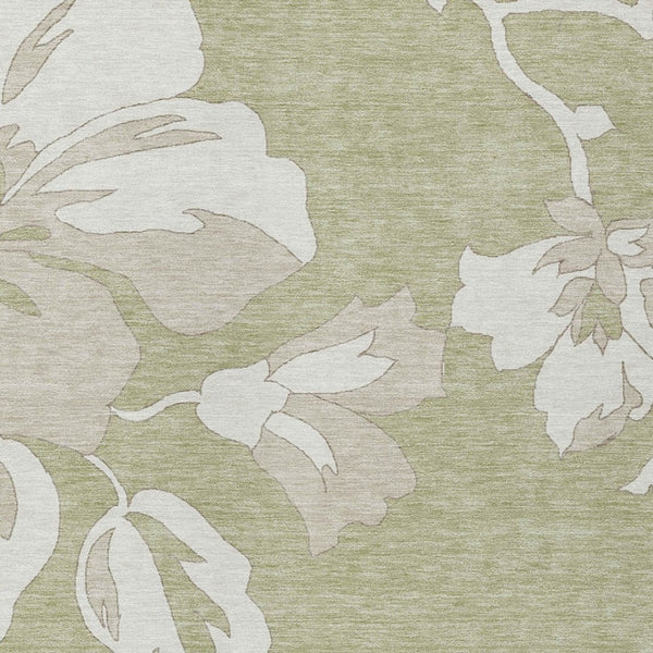 Homeroots 3' Artichoke Green Floral Washable Area Rug - Durable, Stylish Design For Indoor & Outdoor Use 10' X 14' Polyester 589523