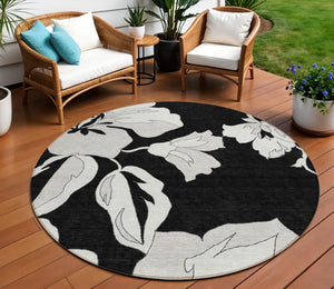 Homeroots 3' Artichoke Green Floral Washable Area Rug - Durable, Stylish Design For Indoor & Outdoor Use 8' Round Polyester 589526