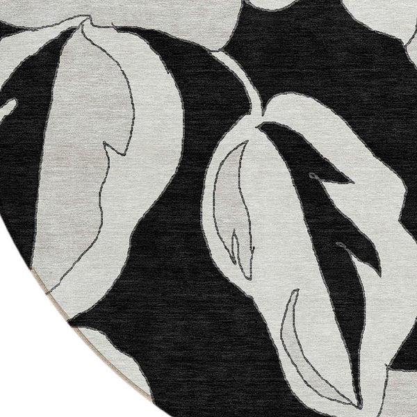 Homeroots 3' Artichoke Green Floral Washable Area Rug - Durable, Stylish Design For Indoor & Outdoor Use 8' Round Polyester 589526