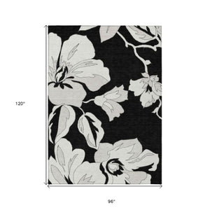 Homeroots 3' Artichoke Green Floral Washable Area Rug - Durable, Stylish Design For Indoor & Outdoor Use 8' X 10' Polyester 589527