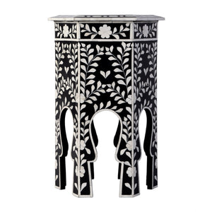 Butler Specialty Butler Amaya 16" Hexagon Bone Inlay Side Table – Elegant Black & White Accent For Timeless Style Black,White Mdf,Resin,Bone,Inlay 5895318-butler