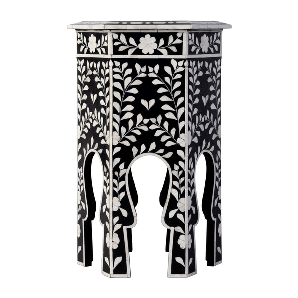 Butler Specialty Butler Amaya 16" Hexagon Bone Inlay Side Table – Elegant Black & White Accent For Timeless Style Black,White Mdf,Resin,Bone,Inlay 5895318-butler
