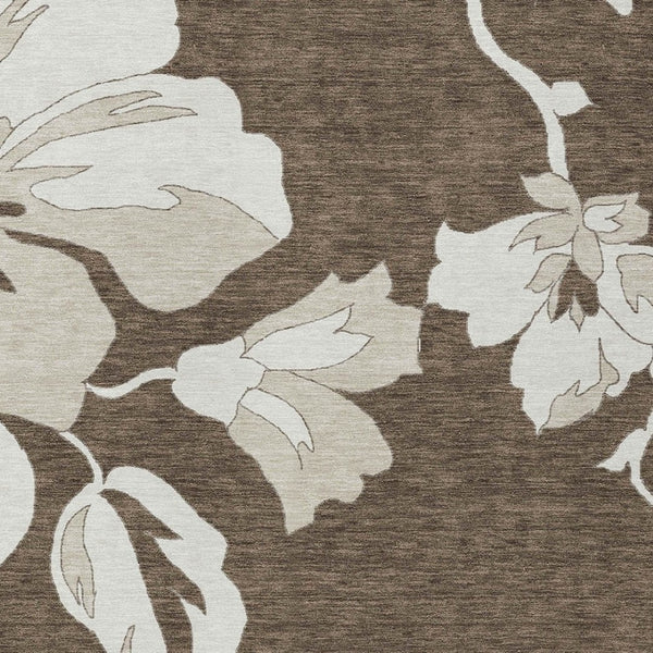 Homeroots 3' Artichoke Green Floral Washable Area Rug - Durable, Stylish Design For Indoor & Outdoor Use 9' X 12' Polyester 589534