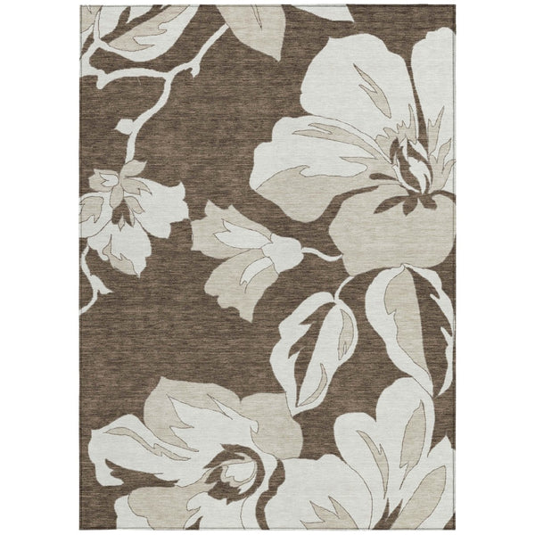Homeroots 3' Artichoke Green Floral Washable Area Rug - Durable, Stylish Design For Indoor & Outdoor Use 10' X 14' Polyester 589535