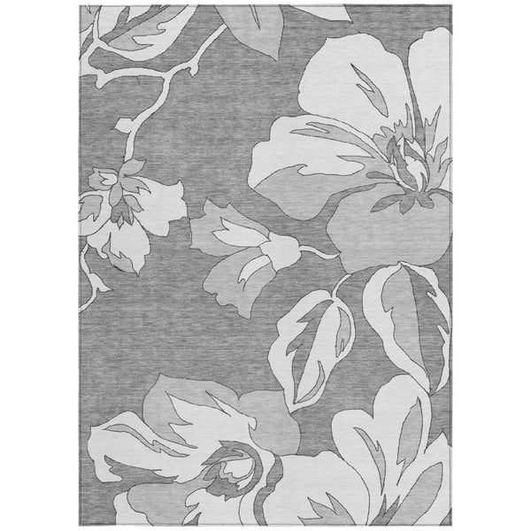 Homeroots 3' Artichoke Green Floral Washable Area Rug - Durable, Stylish Design For Indoor & Outdoor Use 5' X 8' Polyester 589537