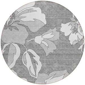 Homeroots 3' Artichoke Green Floral Washable Area Rug - Durable, Stylish Design For Indoor & Outdoor Use 8' Round Polyester 589538