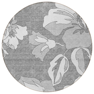 Homeroots 3' Artichoke Green Floral Washable Area Rug - Durable, Stylish Design For Indoor & Outdoor Use 8' Round Polyester 589538