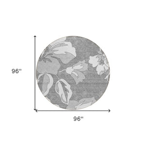 Homeroots 3' Artichoke Green Floral Washable Area Rug - Durable, Stylish Design For Indoor & Outdoor Use 8' Round Polyester 589538