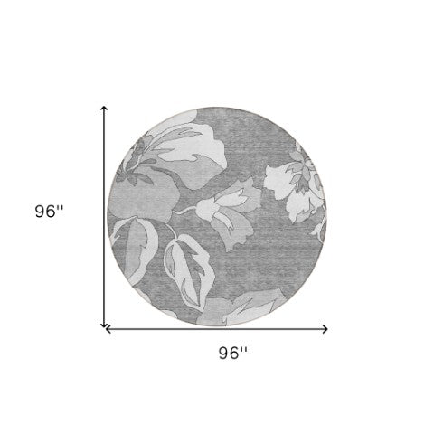 Homeroots 3' Artichoke Green Floral Washable Area Rug - Durable, Stylish Design For Indoor & Outdoor Use 8' Round Polyester 589538