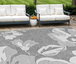 Homeroots 3' Artichoke Green Floral Washable Area Rug - Durable, Stylish Design For Indoor & Outdoor Use 9' X 12' Polyester 589540