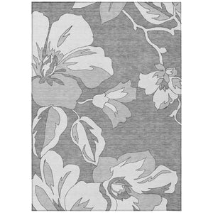HomeRoots 9' Gray and Silver Floral Area Rug - Durable, Washable Design for Indoor & Outdoor Spaces, Easy Care 9' X 12' 589540