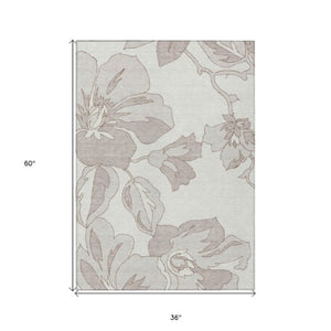 Homeroots 3' Artichoke Green Floral Washable Area Rug - Durable, Stylish Design For Indoor & Outdoor Use 3' X 5' Polyester 589542