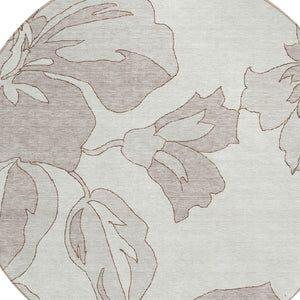 Homeroots 3' Artichoke Green Floral Washable Area Rug - Durable, Stylish Design For Indoor & Outdoor Use 8' Round Polyester 589544