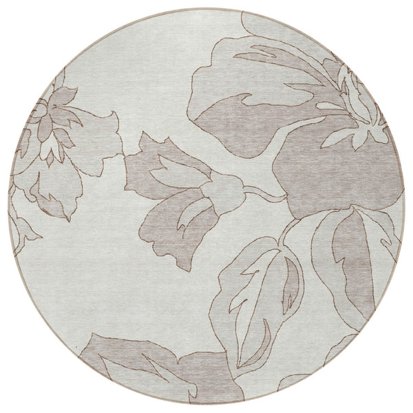 Homeroots 3' Artichoke Green Floral Washable Area Rug - Durable, Stylish Design For Indoor & Outdoor Use 8' Round Polyester 589544