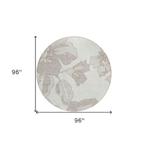 Homeroots 3' Artichoke Green Floral Washable Area Rug - Durable, Stylish Design For Indoor & Outdoor Use 8' Round Polyester 589544