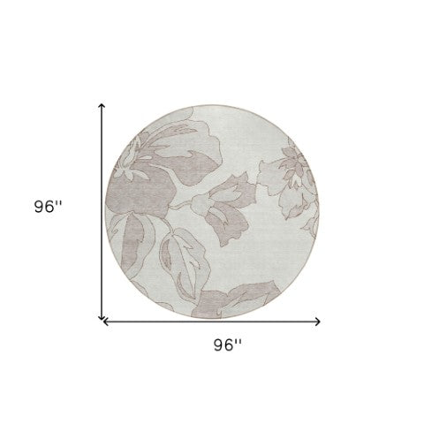 Homeroots 3' Artichoke Green Floral Washable Area Rug - Durable, Stylish Design For Indoor & Outdoor Use 8' Round Polyester 589544