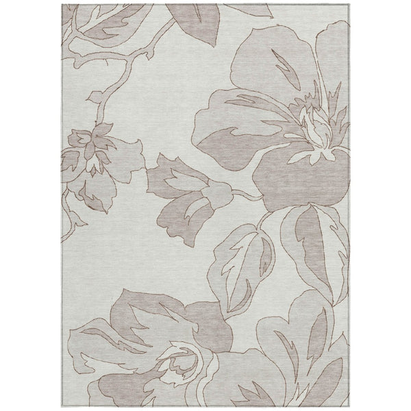 Homeroots 3' Artichoke Green Floral Washable Area Rug - Durable, Stylish Design For Indoor & Outdoor Use 8' X 10' Polyester 589545